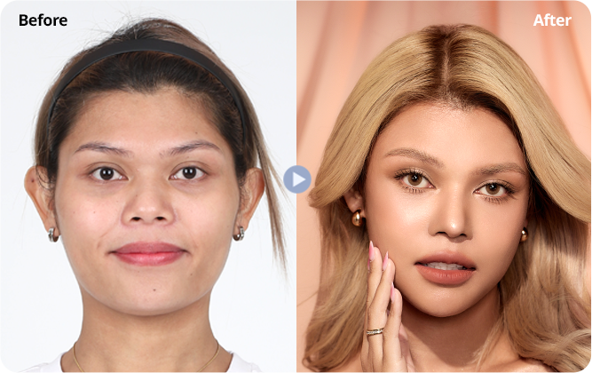 Case review 3: supplied before and after photographs side by side.